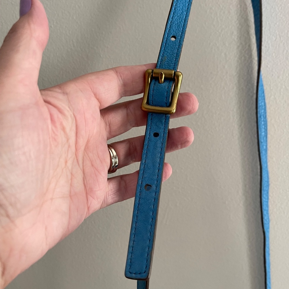 Fossil Memoir Pebbled Leather Sky Blue Crossbody Bag Turquoise Purse Coastal - Picture 15 of 16